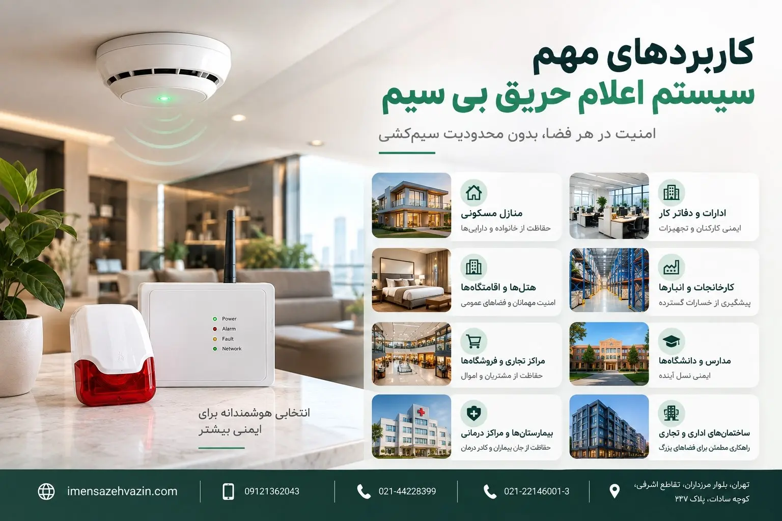 کاربردهای مهم سیستم اعلام حریق بی سیم