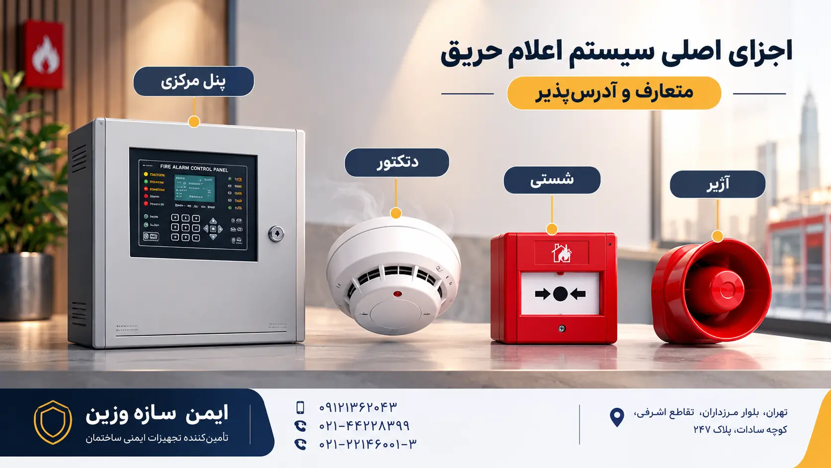 اجزای اصلی سیستم اعلام حریق متعارف و آدرس پذیر