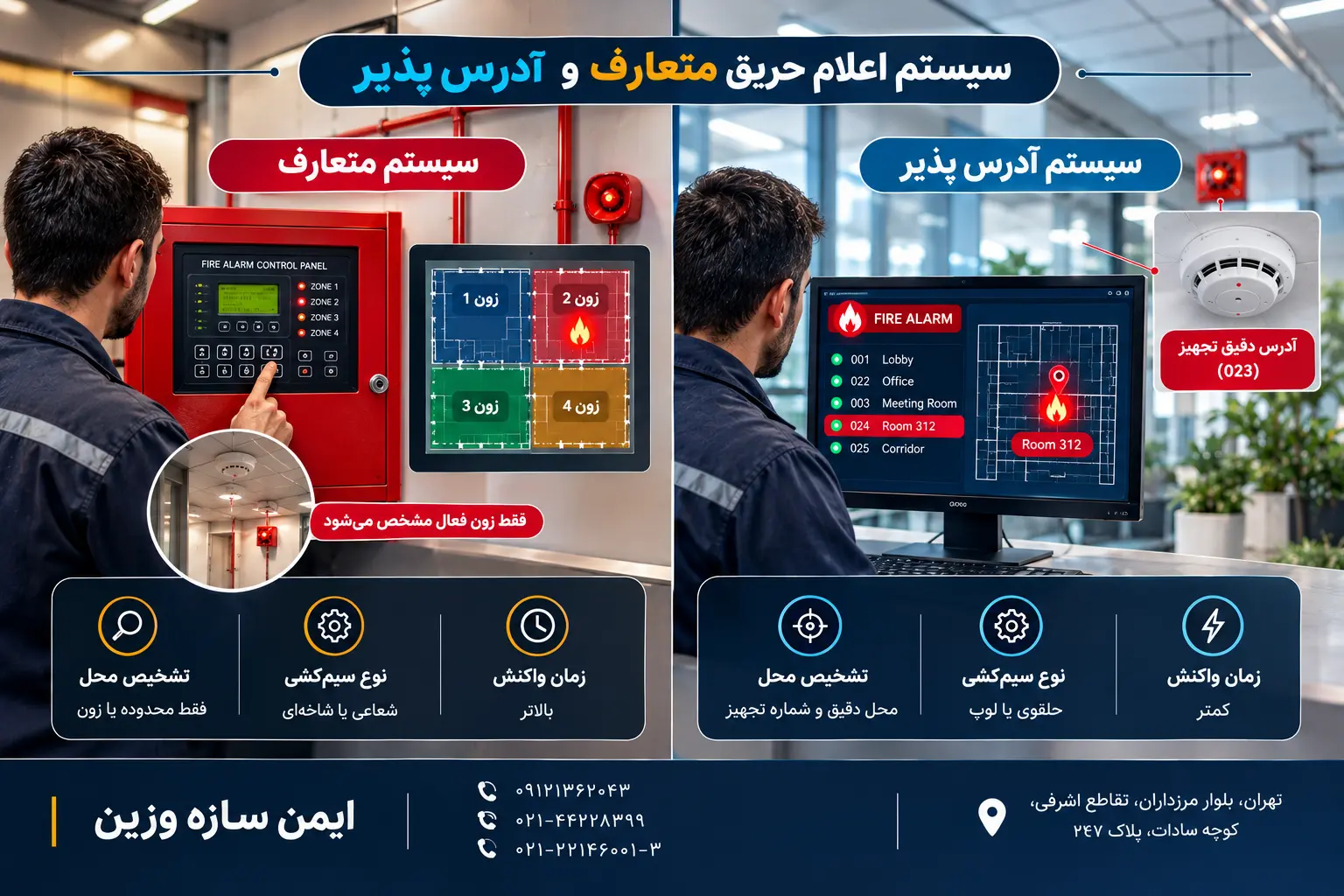 اعلام حریق متعارف و آدرس پذیر
